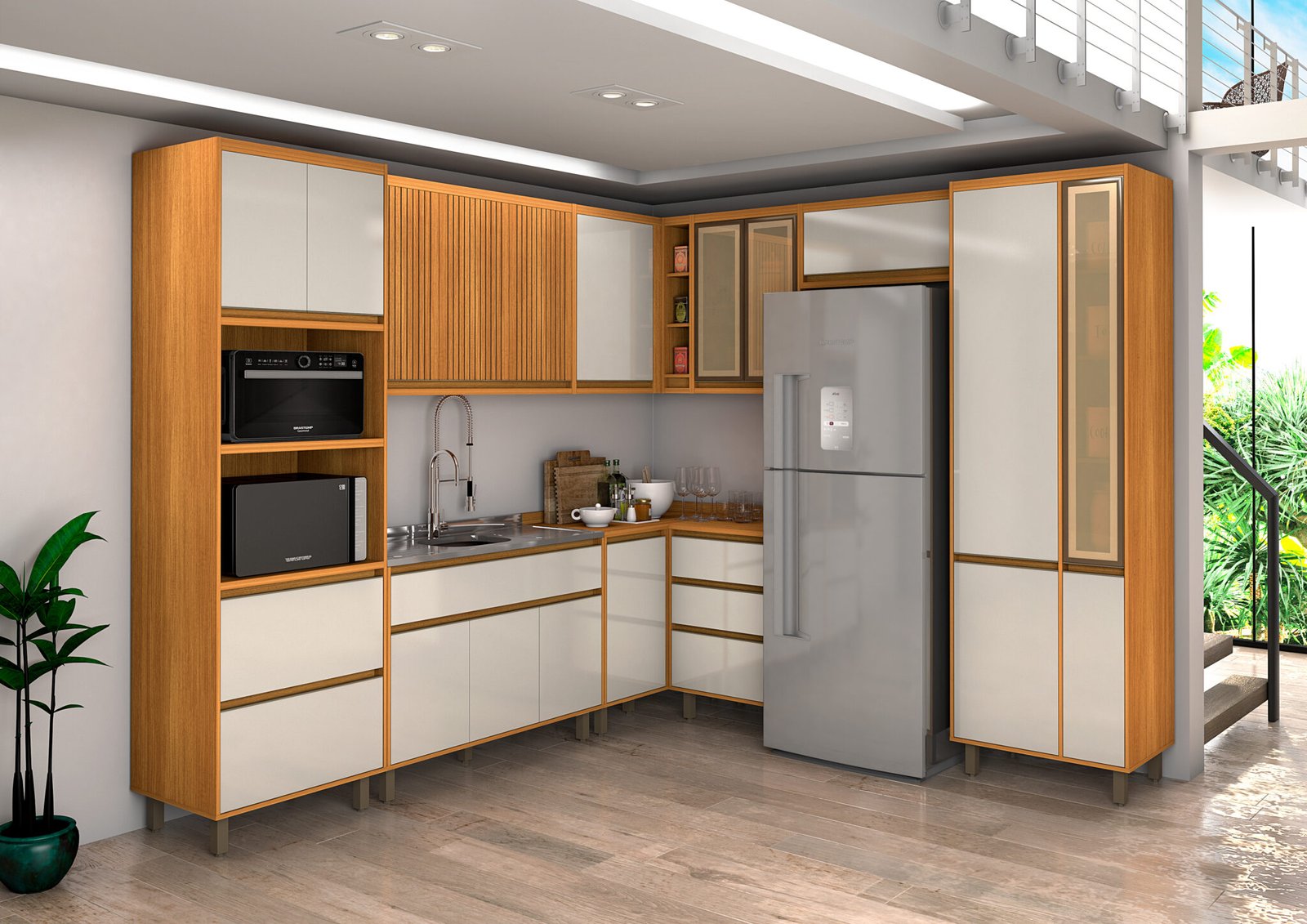 Coz Agata 10 módulos canto nature-off ripado