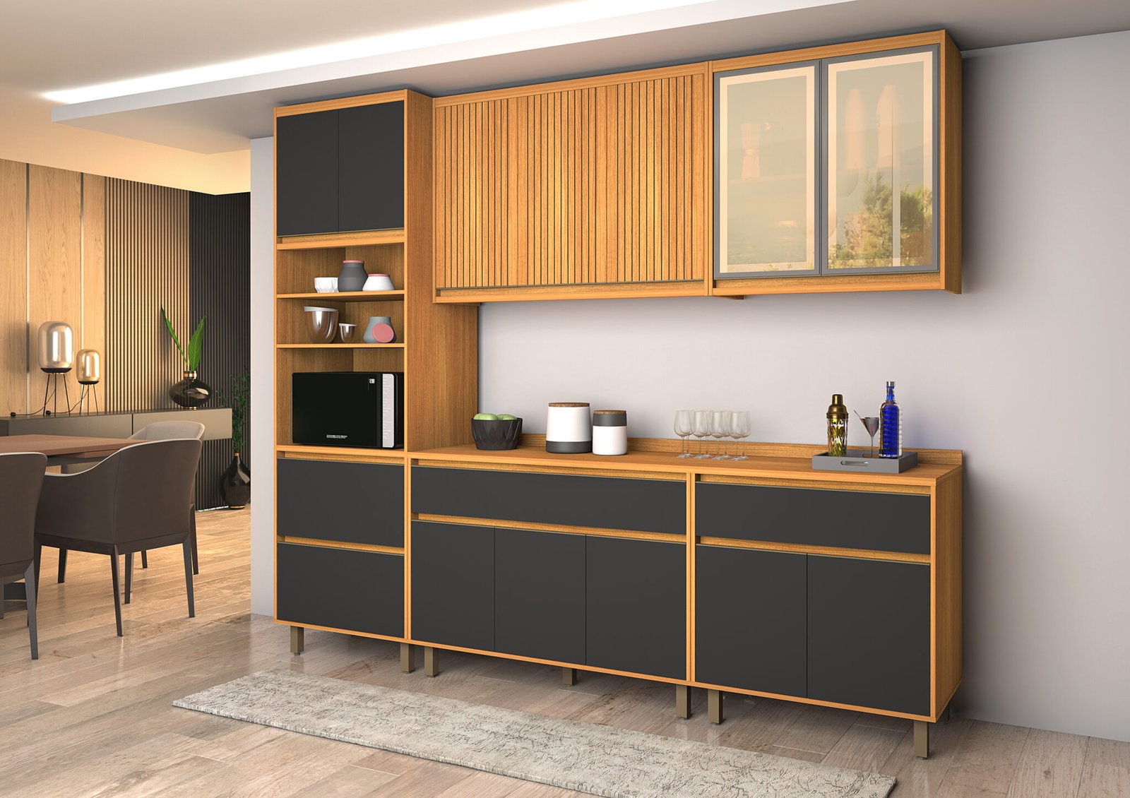 Coz Agata 5 módulos nature-grafite ripado